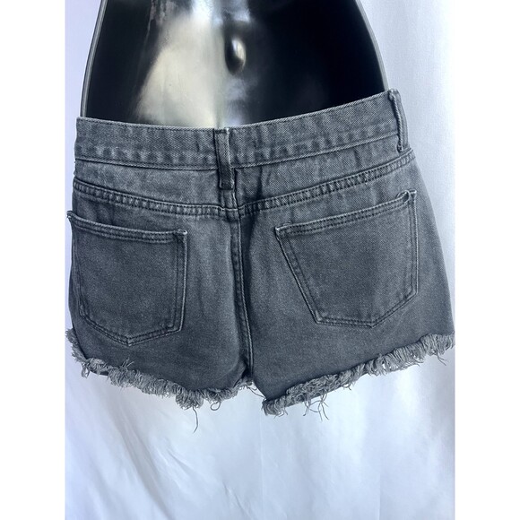 Saint Wish Cropped Cut Off Jean Shorts Black Size 28 Frayed Hem Closet Staple - Picture 4 of 10